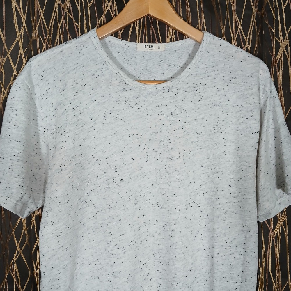 EPTM T-Shirt Mens Medium Gray Speckled Longline Curved Hem Made in USA
